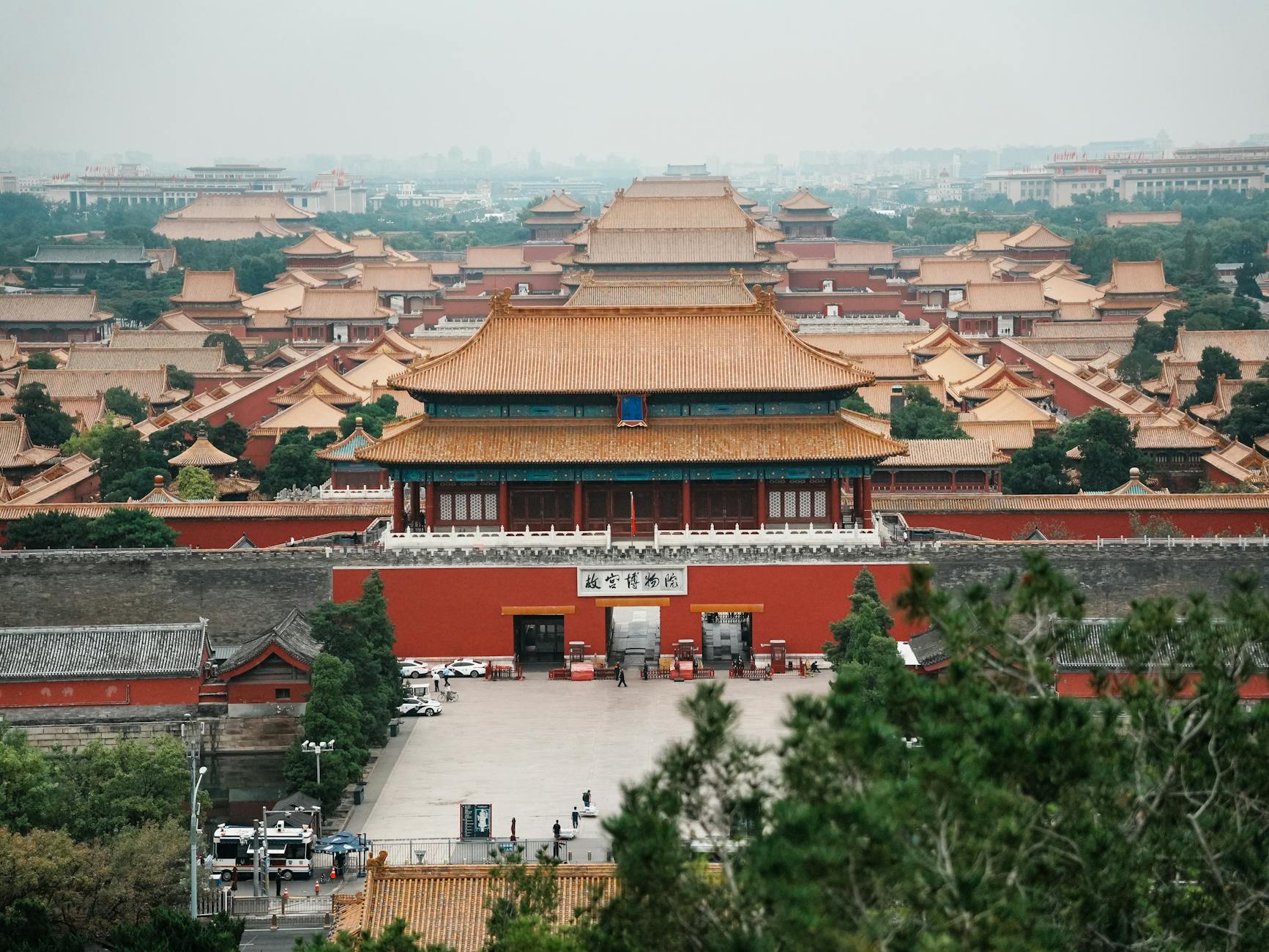 Panorama Zakazanego Miasta w Pekinie z lotu ptaka